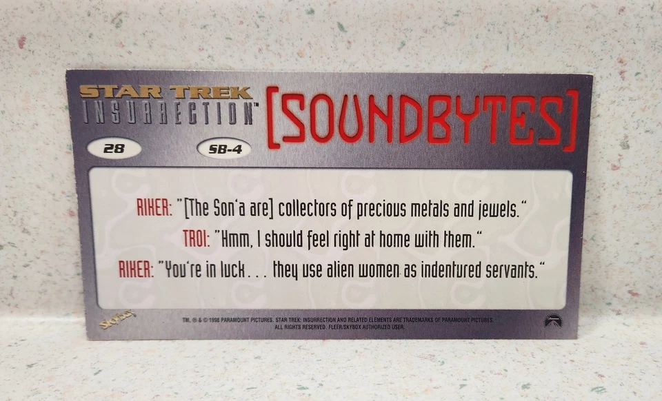 Star Trek Insurrection Soundbytes #28 Consejero Troi FIRMADO Marina Sirtis 1998 Foto 4 de 4