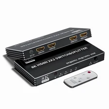 2x2 HDMI Switch Splitter, HDMI 2.1 Switcher 2 in 2 Out 8K@60Hz 4K@120Hz, w/IR...