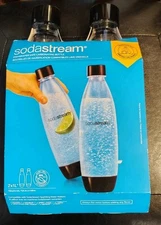 Sodastream Carbonating Bottle, Dishwasher Safe 2X 1L Bottles BLACK. Brand New!