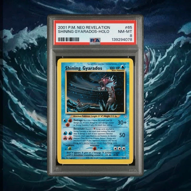 Pokemon Shining Gyarados 65/64 Neo Revelation Holo Unlimited PSA 8 2001 SWRL EN