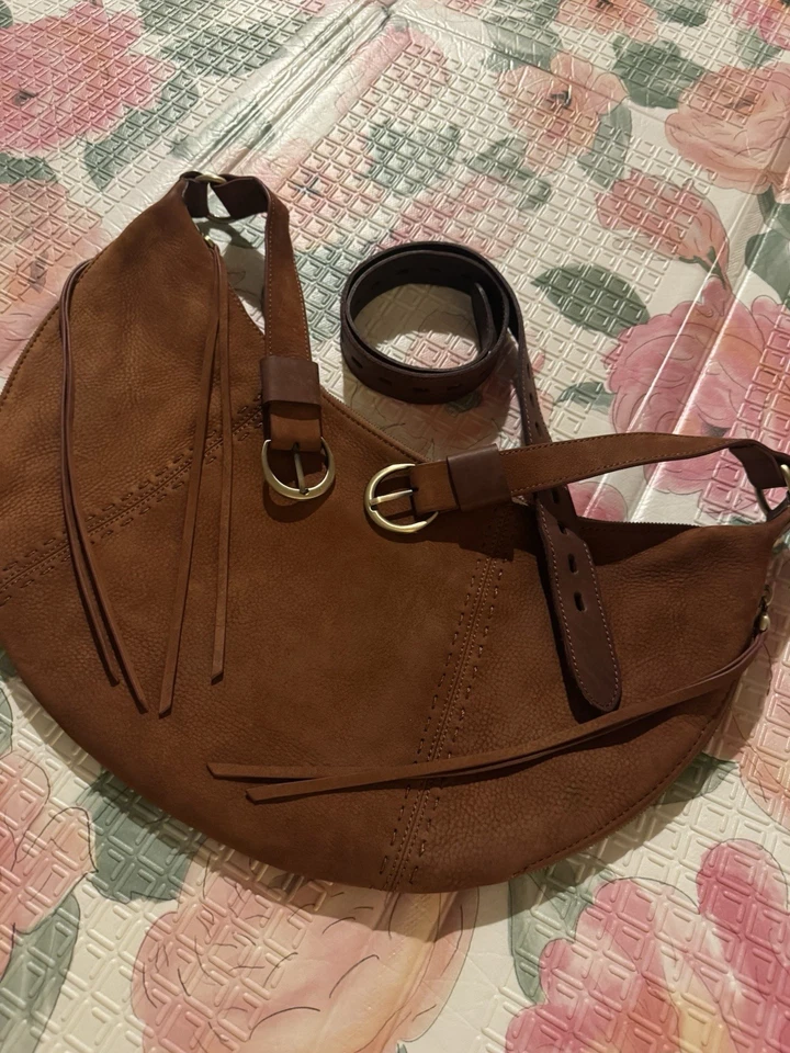 HOBO INTERNATIONAL Orion Suede / Leather Crossbody Tobacco NWOT - Image 3 of 4