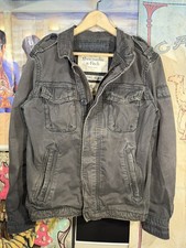 Vintage Abercrombie Fitch Distressed Gray Sentinel Military Jacket Mens S/M