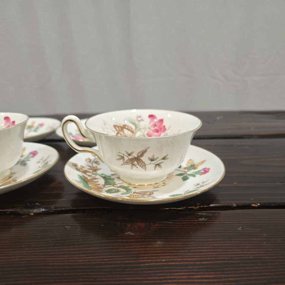 Tazas de té Wedgewood Charnwood flores rosas y mariposas, hechas en Inglaterra Foto 4 de 4