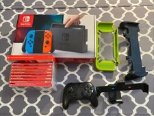 Nintendo Switch V1 32GB Red Blue HAC-001 Console - Great Condition W/ (8) Games