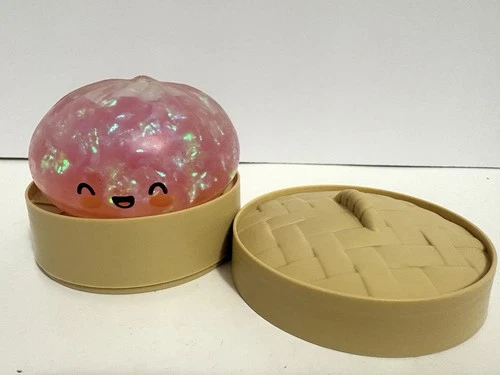 SUPER RARE Pink Holographic Glitter Squishy Dumpling Mystery Bun