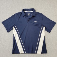 Reebok Polo Mens Small Blue Performance PlayDry Embroidery Shirt