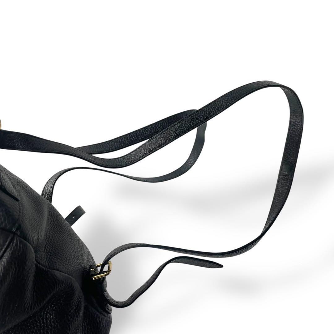 COACH Mini Leather Backpack Black Drawstring Stit… - image 6