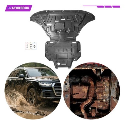 2Pcs Engine Splash Shield For Audi Q7 2017-2024 Heavy Skid Plate W/Service Hole