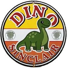 VINTAGE SINCLAIR GASOLINE PORCELAIN SIGN DEALERSHIP GAS STATION DINO MOTOR OIL