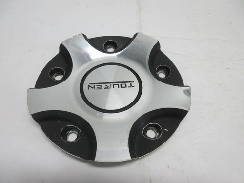 TOUREN BLACK & SILVER Custom Aftermarket Wheel Center Hub Cap Cover (1) SINGLE - Picture 2 of 3