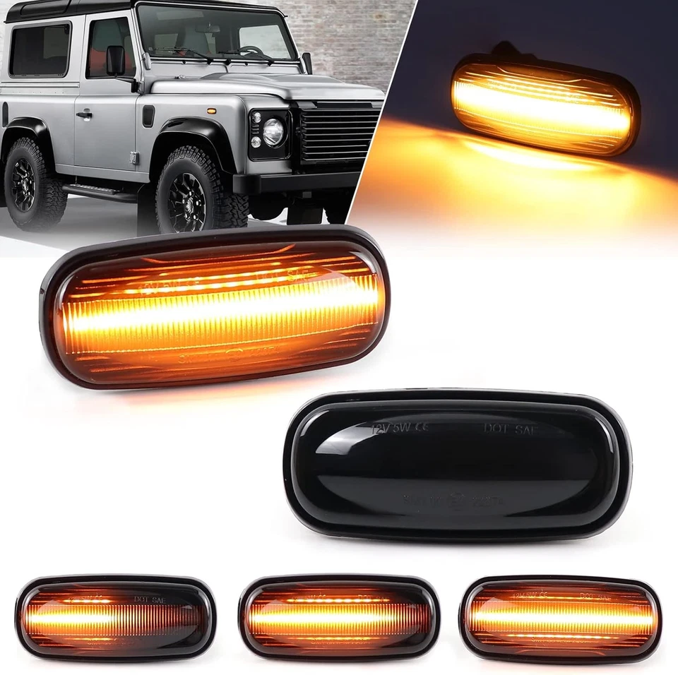 2x For Land Rover Discovery 2 Defender Front Fender Amber LED Side Marker Lights Foto 2 de 4