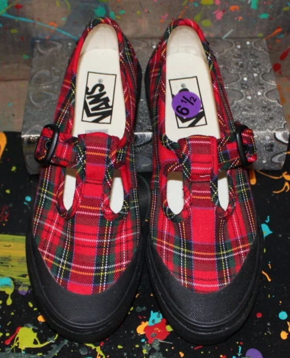 Zapatos Vans Estilo 93 Rojo Tartán Cuadros Mary Jane Nuevos 7 Foto 2 de 4