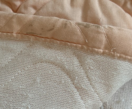 Vtg 70's Bedspread Quilted Lt Peach Piping Gusset Fit Full Double Bed 74 x 54" - Picture 14 of 17