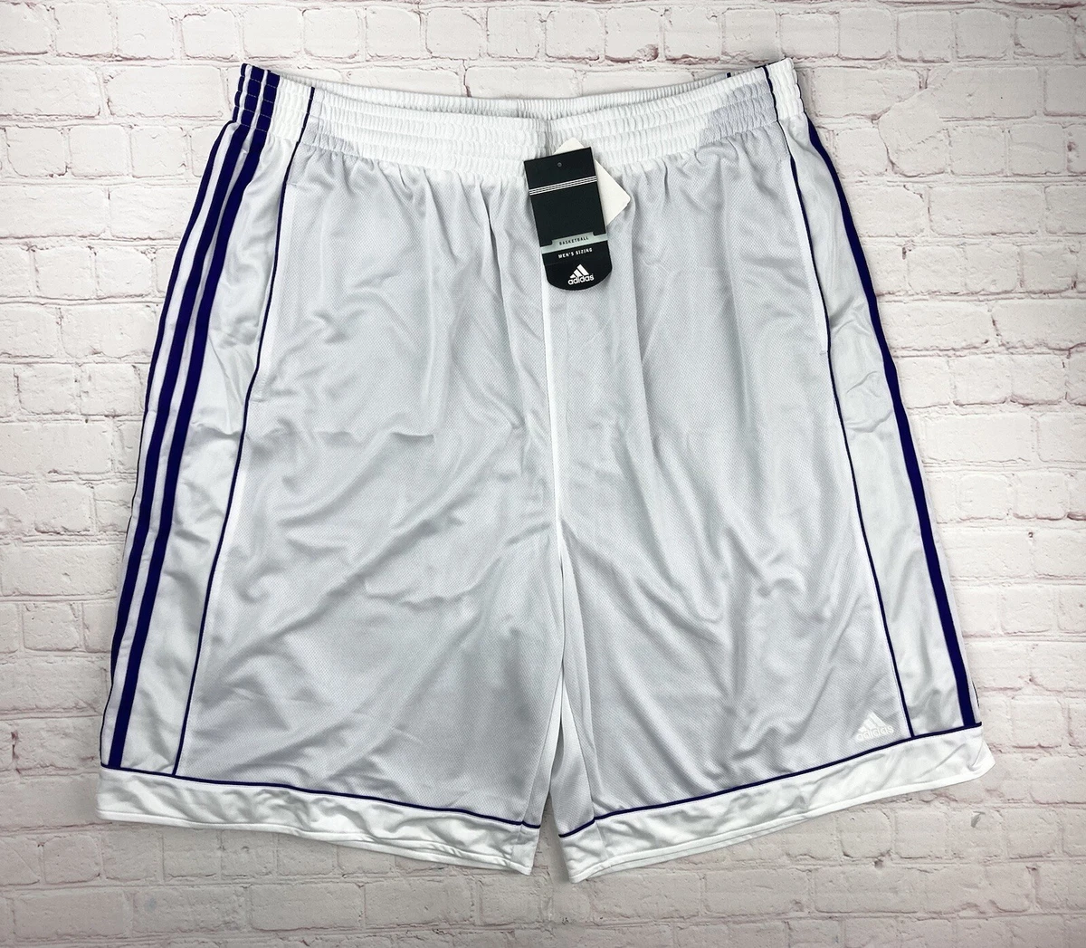 NWT 2005 Adidas Shiny Basketball Shorts Purple White Men s Size