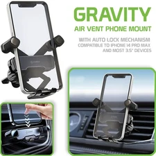 Cellet Gravity Air Vent Phone Holder Mount - Slide Your Phone to Auto Expand