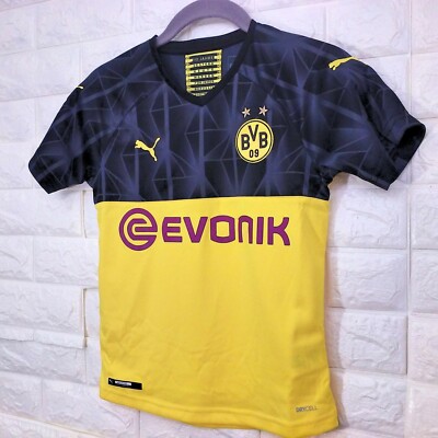 NWT Puma BVB 09 Cup Shirt Replica Jr. Sz-M Yellow Black Evonik