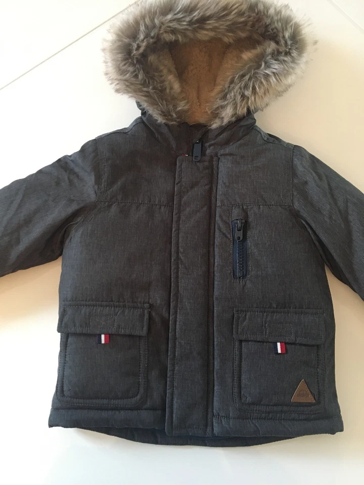 3er Set C&A Jacke & Schal + Gratis Fästlinge Winterjacke Parka 80 Neu Grau Braun - Bild 3 von 4