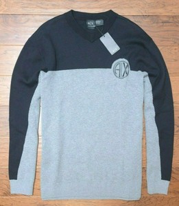 $140 Armani Exchange A | X masculina Decote V Preto/Cinza 100% ALGODÃO Moletom Suéter 2XL | eBay