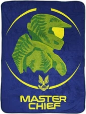 Halo Master Chief Blue Plush BLANKET 46" x 60" FLEECE THROW Soft NEW