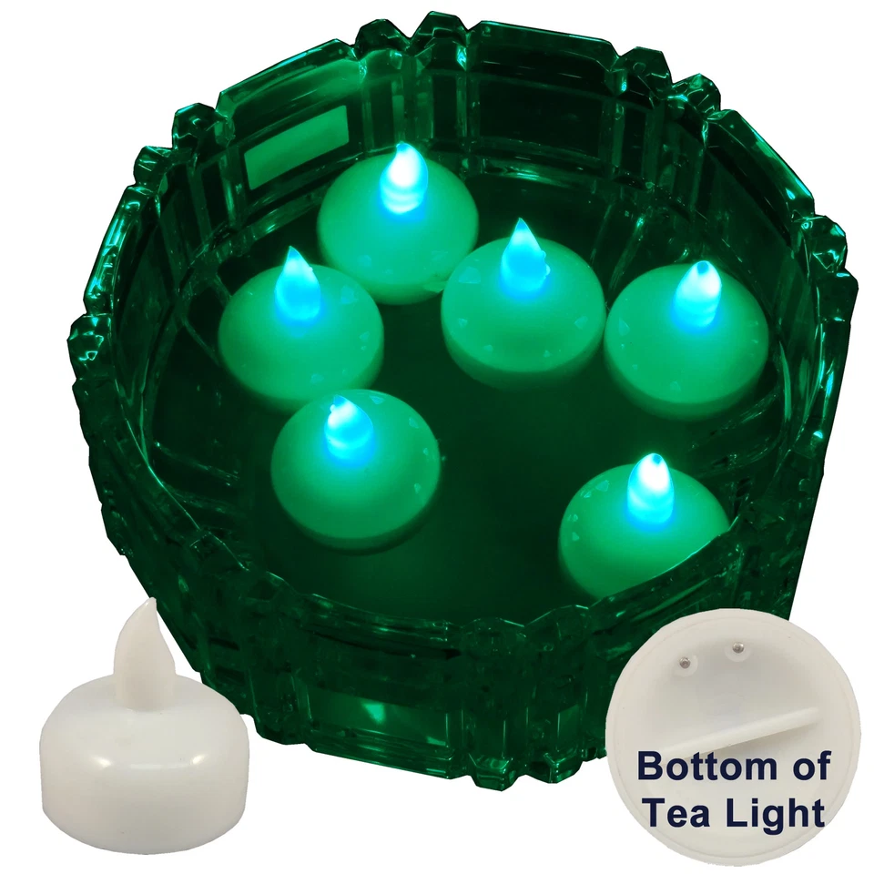 全新 6 个绿色 Led 浮动花卉茶灯蜡烛 婚礼中心装饰 — 第 3/4 张图片