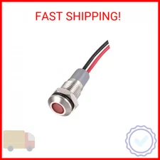 uxcell Signal Indicator Lights AC/DC 12V-24V 8mm Panel Mount Red LED Waterproof 