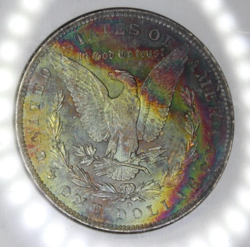 1885 O Morgan Silver Dollar NGC Graded MS61 Rainbow Color Toning Toned Coin