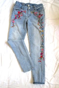 stretch embroidered jeans