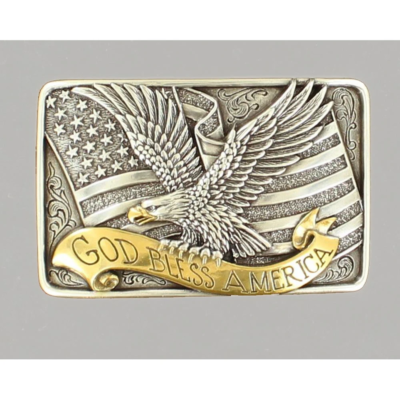 37015 Nocona Kids Western Belt Buckle God Bless America NEW