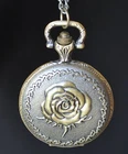 Bronze Flower Pink Branches Pocket Watch Necklace Vintage Watch Necklace 38MM Ø
