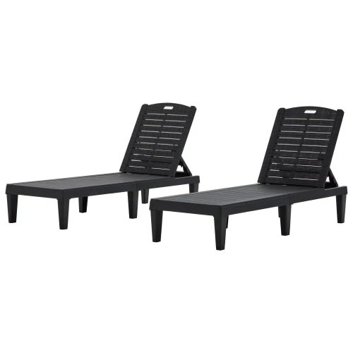 2-Piece Outdoor Chaise Lounges Resin Pool Lounge Chairs for Patio Poolside - Image 2 of 4