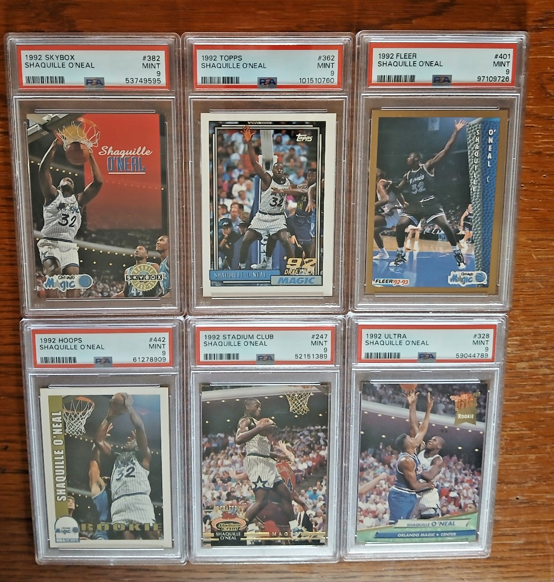 1992 Shaquille O'Neal RC 6 Card LOT ALL PSA 9
