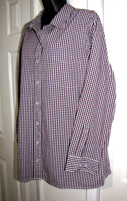 Denim 24/7 plum and white Checks Button Up Blouse Long Sleeve Women's  22W