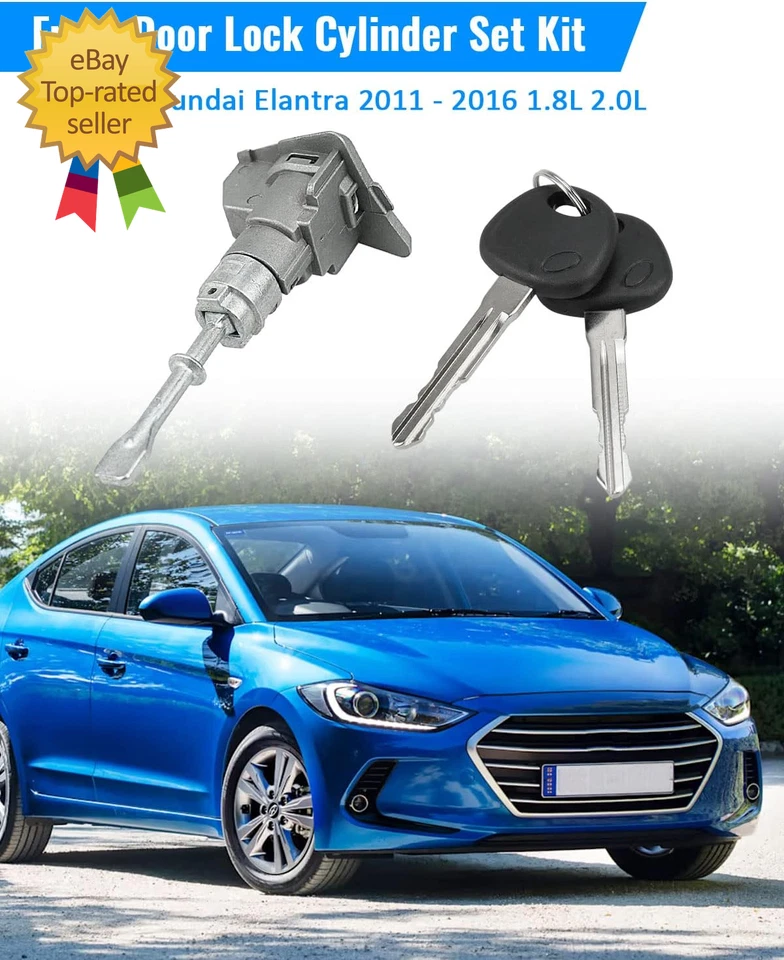 Juego de cilindros de cerradura de puerta delantera con 2 llaves aptos para Hyundai Elantra 2011-2016 1 Foto 2 de 4