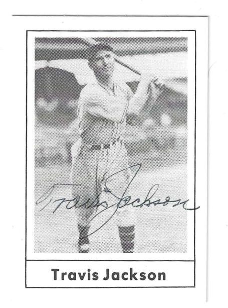 Autographed TRAVIS JACKSON  1978 Grand Slam Card #40 w/COA
