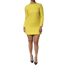 DOLCE & GABBANA Dress Yellow Viscose Acetate Mini Long Sleeve IT40/US6/S $1500