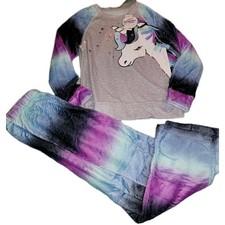 Justice For Girls Size 8 Foil Unicorn Mane 2 Piece Pajama Set New