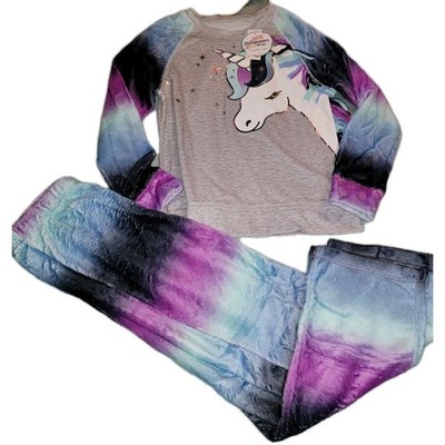 Justice For Girls Size 10 Foil Unicorn Mane 2 Piece Pajama Set New