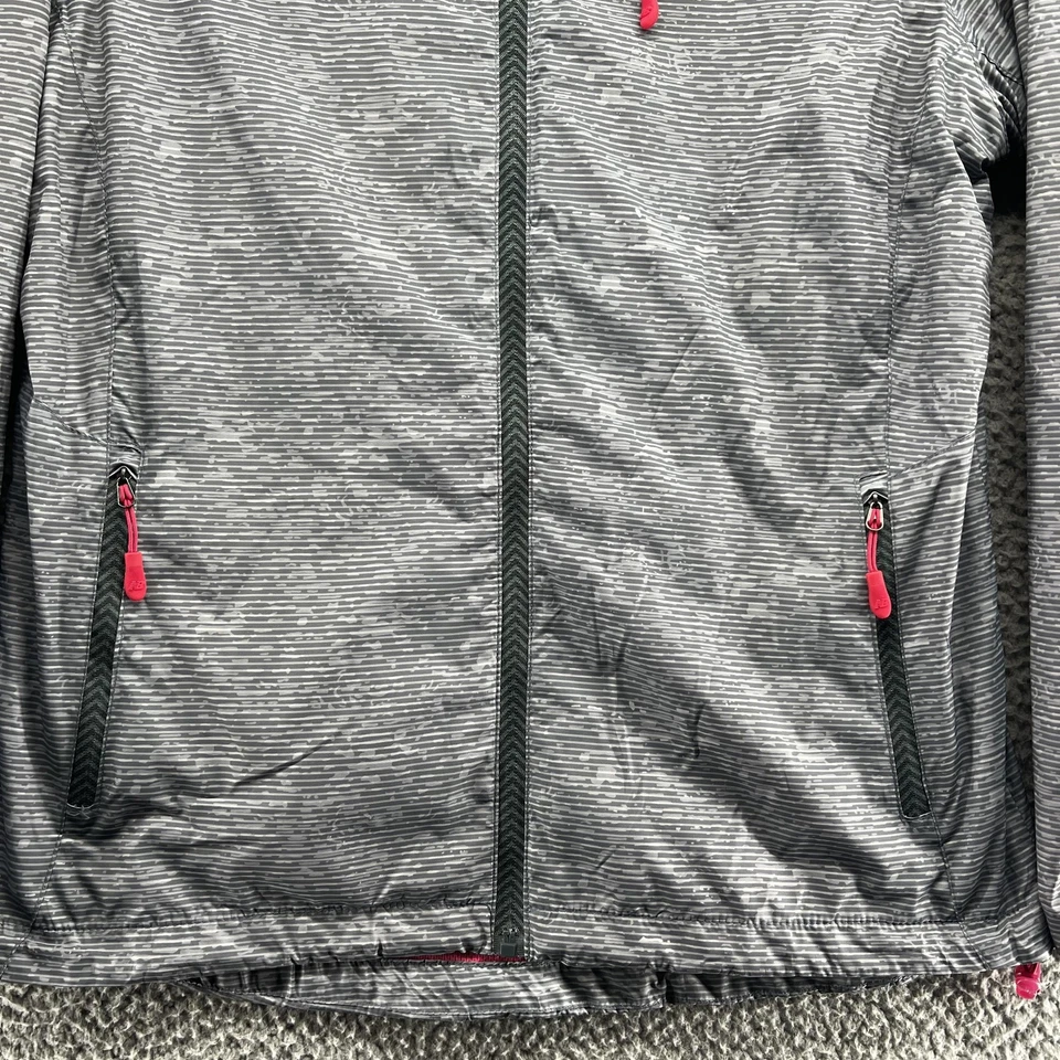 New Balance Jacket Womens Medium Gray Pink Full Zip Running Windbreaker Pocketed - Image 2 of 4