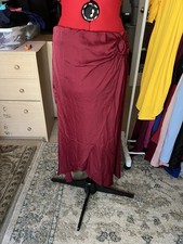 Womens Satin Wrap Burgundy Maxi Skirt. Size Large.