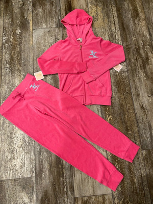 Juicy Couture 10 Girls Outfit Pink 2 Piece Pants Shirt Top Spring NWT NEW