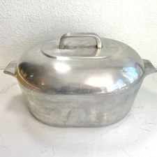 Vintage WagnerWare Sidney-O Magnalite 8 Qt Oval Roaster 4265 P 3 Piece W Trivet