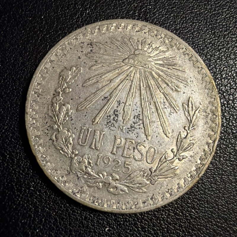 Mexico 1 Peso 1925 .720 Coin Silver, Key-Date, Un Peso Plata .720   F7595
