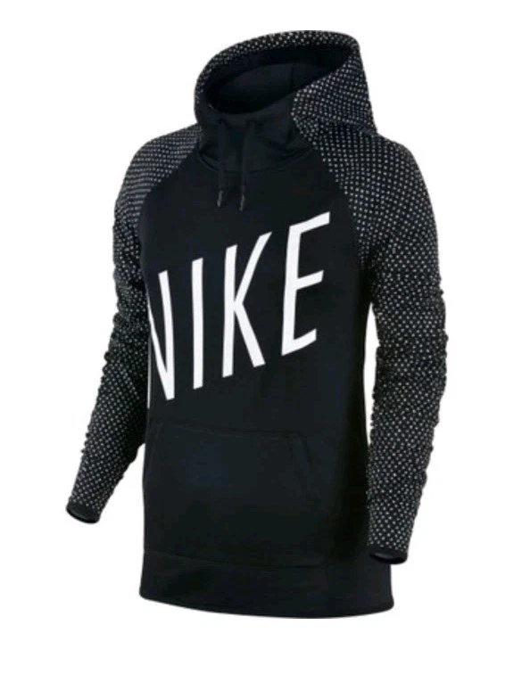 VGC NIKE Dri Fit Therma Hoodie Sweatshirt Black Spellout Women’s size S