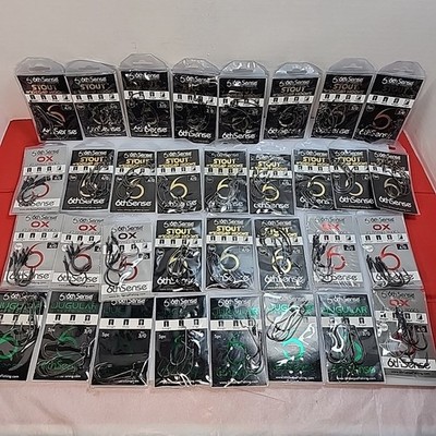 6th Sense Stout OX Jugular Hook Lot Of 32 Packs Of 5   3/0 & 4/0 Fishing Hooks 