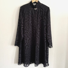 Patra Sheer Jacket Womens Black Rhinestone Clasp Padded Shoulders Glam