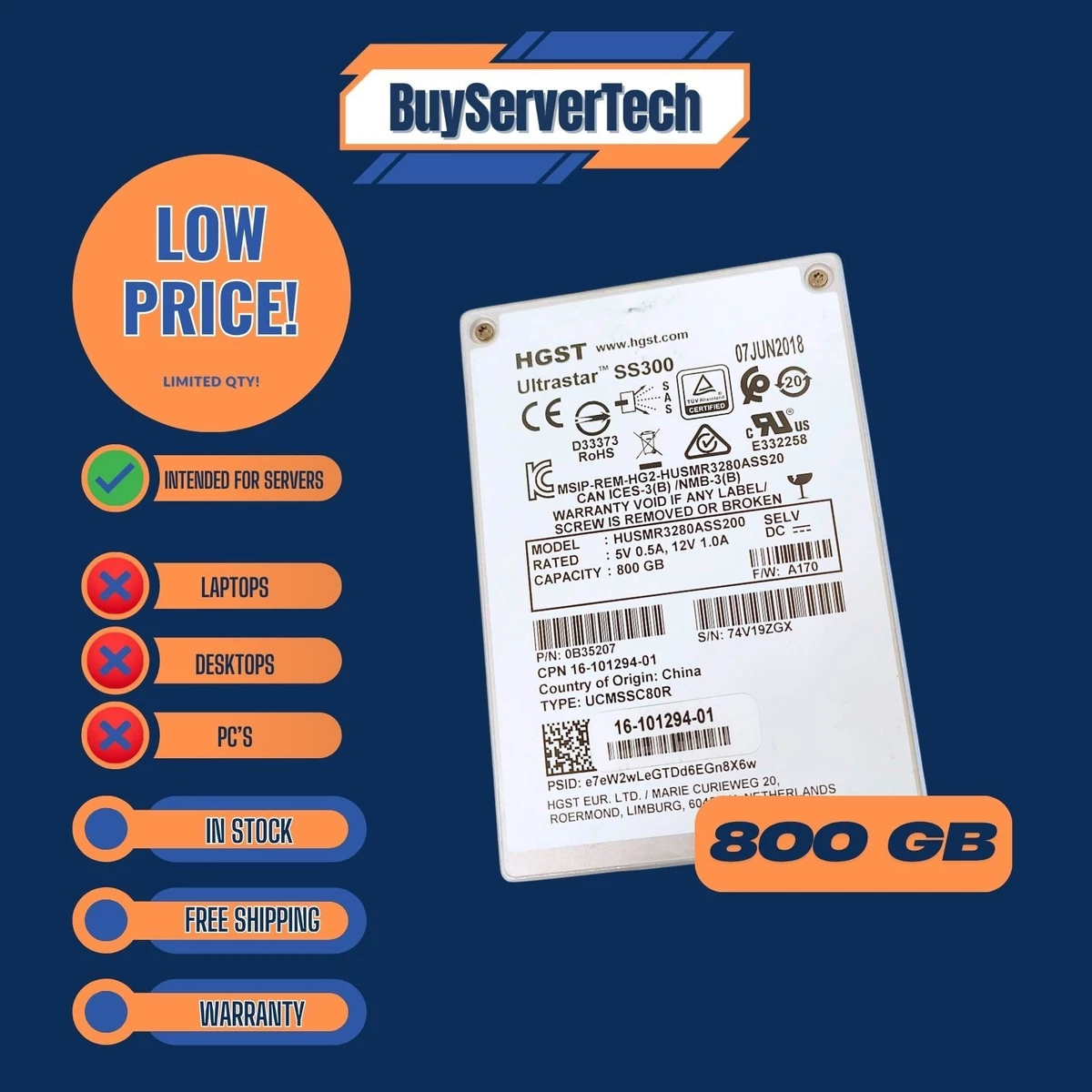 HGST SAS 800 GB Storage Capacity Solid State Drives for sale | eBay