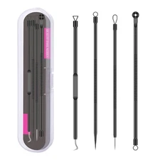 Blackhead Remover Pimple Popper Tool Kit 4 Pcs Acne Comedone Zit Black 4pcs 
