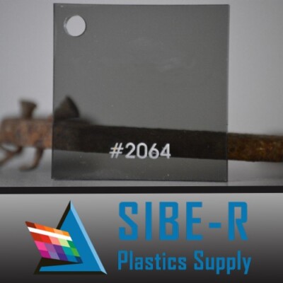 GREY TINTED CLEAR ''SMOKED'' ACRYLIC PLEXIGLASS 1/4'' X 24'' X 48'' PLASTIC SHEET