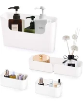 Hedume Set of 4 Wall Mounted Floating Shelf, Non-Drilling Adhesive Bathroom...