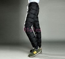Mens Ultralight Puffer 90 Down High Waist Thicken Pants Down Trousers Outdoor